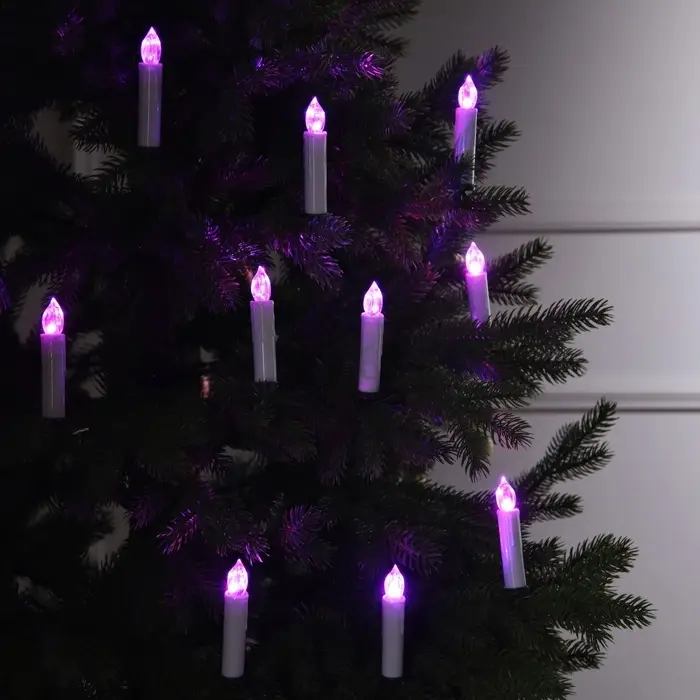 Светодиодные свечи на прищепках 10 см, 10 штук, от батареек ААх1, пульт ДУ, свечение мульти (RGB)