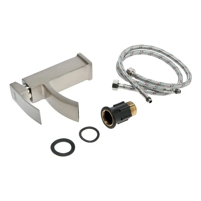 Смеситель для раковины ZEIN Z2755, квадратный, картридж 35 мм, нержавеющая&nbsp;сталь, сатин