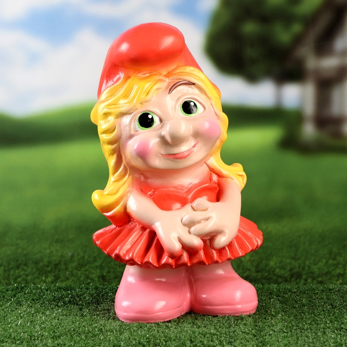 Садовая фигура  Садовая фигура "Девочка - гномик" 33см