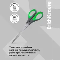 Ножницы ErichKrause Standard +, 19 см, лезвия из нержавеющей стали, антискользящие резиновые вставки, ударопрочный пластик, МИКС
