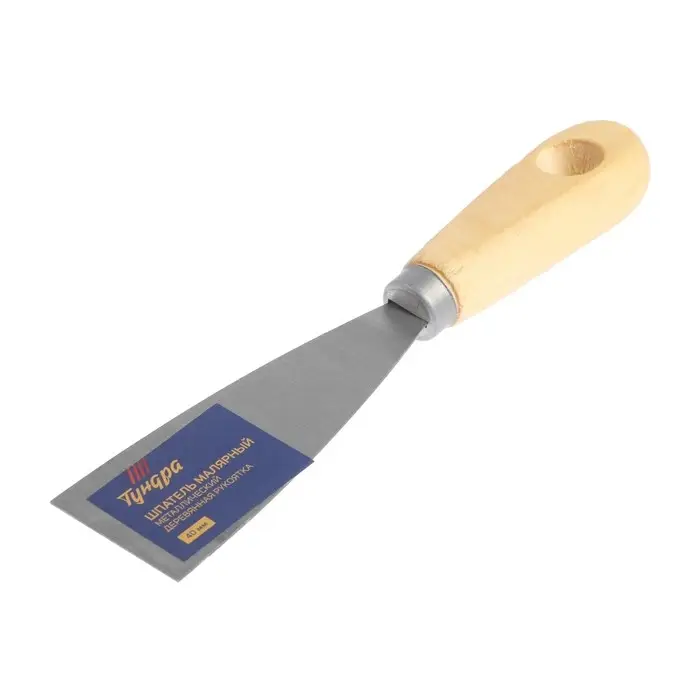 Шпатель малярный ТУНДРА, металлический, деревянная рукоятка, 40 мм Шпатель малярный ТУНДРА, металлический, деревянная рукоятка, 40 мм