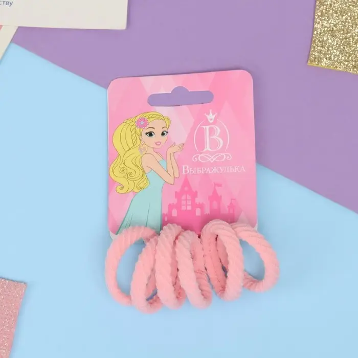 Резинка для волос  Резинка для волос "Махрушка спорт" (набор 6 шт) полосы диагональ, 2,5 см, микс