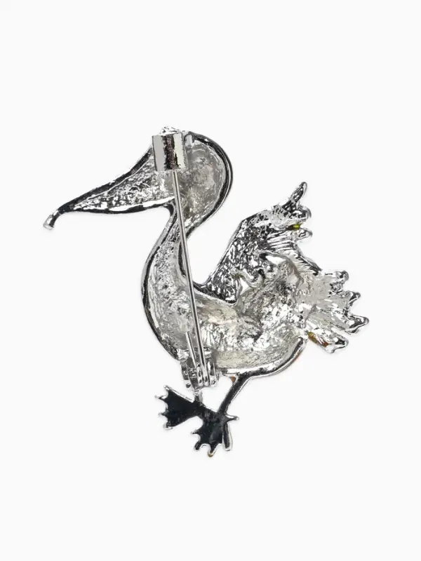 Брошь &laquo;Птица&raquo; пеликан, цветная в серебре