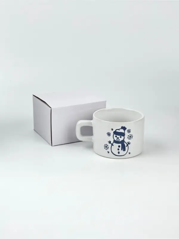 Кружка керамическая новогодняя «Снеговик», 320 мл, ручная работа