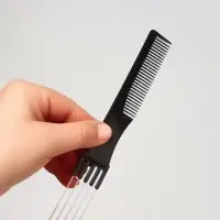 Расчёска для начёса с металлической вилкой, 20&times;2.7 см, чёрная
