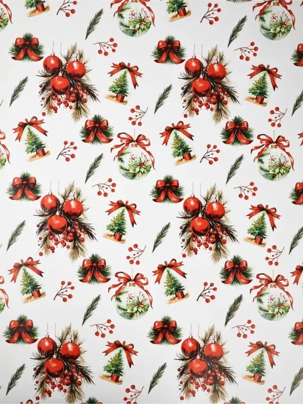 Бумага упаковочная новогодняя &laquo;Украшения&raquo;, глянец, 1 лист, 80 г/м&sup2;, 70&times;100 см