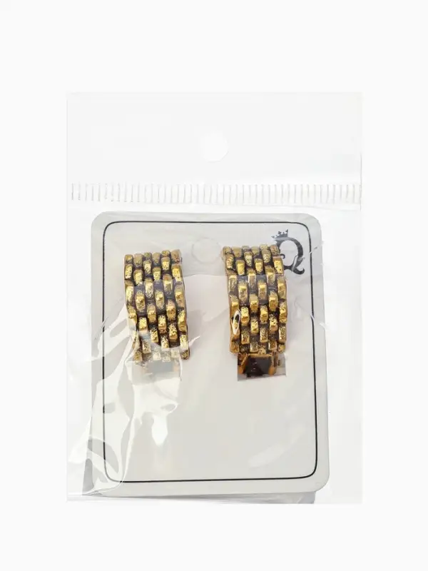 Серьги клипсы для ушей QF &laquo;Плетение&raquo;, цвет чернёное золото