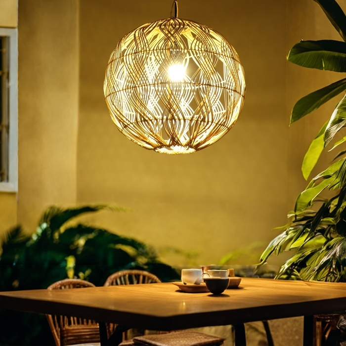 Светильник потолочный из ротанга Светильник потолочный из ротанга "Рассвет" 1х120Вт, Е27, 40х40х35 см