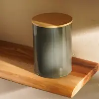 Банка для хранения SL Home &laquo;Каса Перфекто&raquo;, 11&times;15 см, с бамбуковой крышкой, серая