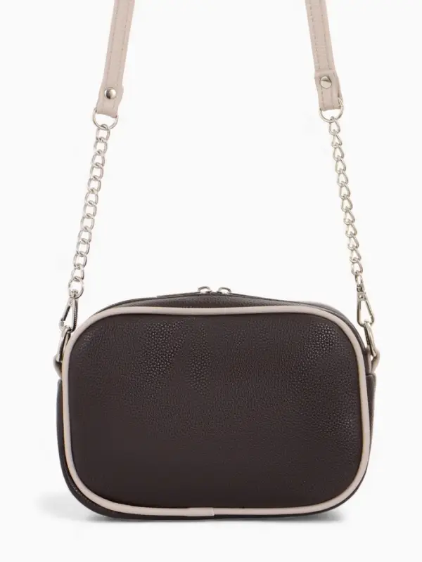 Сумка женская кросс-боди TEXTURA на молнии, 27&times;6&times;19 см, тёмно-коричневая