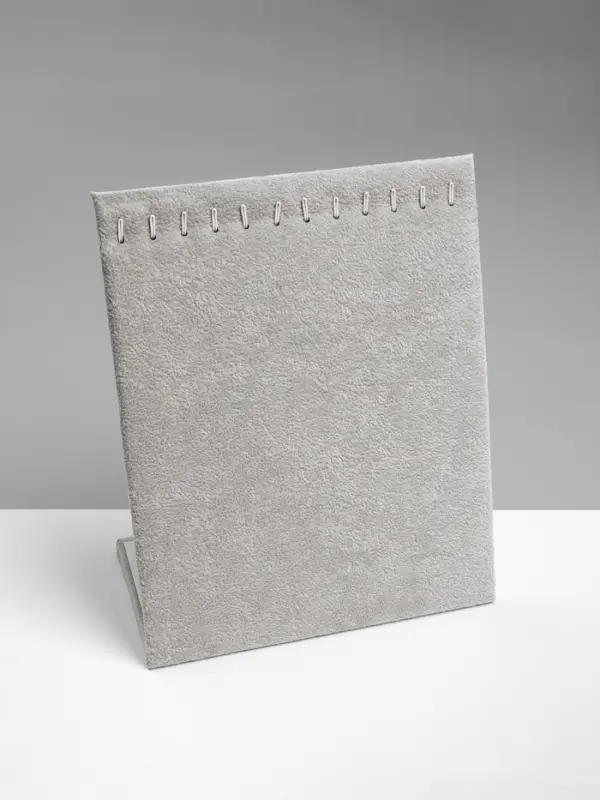 Подставка для кулонов, цепочек, браслетов QF, 12 крючков 20&times;10&times;25 см, бархатная, серая