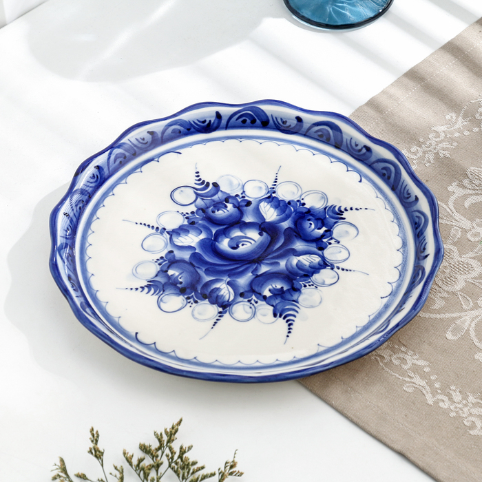 Блинница, гжель, фарфор, 13х25 см Блинница, гжель, фарфор, 13х25 см