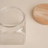 Банка для сыпучих продуктов SL Home &laquo;Афины&raquo;, 1 л, 11&times;11.5 см, с деревянной крышкой. стекло, прозрачная