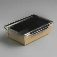 Салатник одноразовый, контейнер с прозрачной крышкой, черный, 14.5&times;9.5&times;4.5 см, 0.4 л