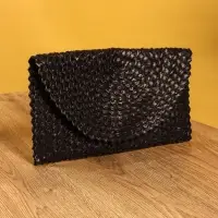 Сумка клатч плетёная из пальмового листа, 28×16×2 см, чёрная Сумка клатч плетёная из пальмового листа, 28×16×2 см, чёрная