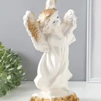 Фигура "Ангел с фонарём" белый, 34х22х15 см