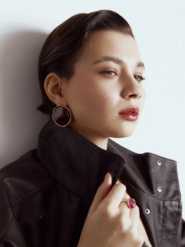 Серьги акрил &laquo;Круг&raquo;, коричневый в золоте