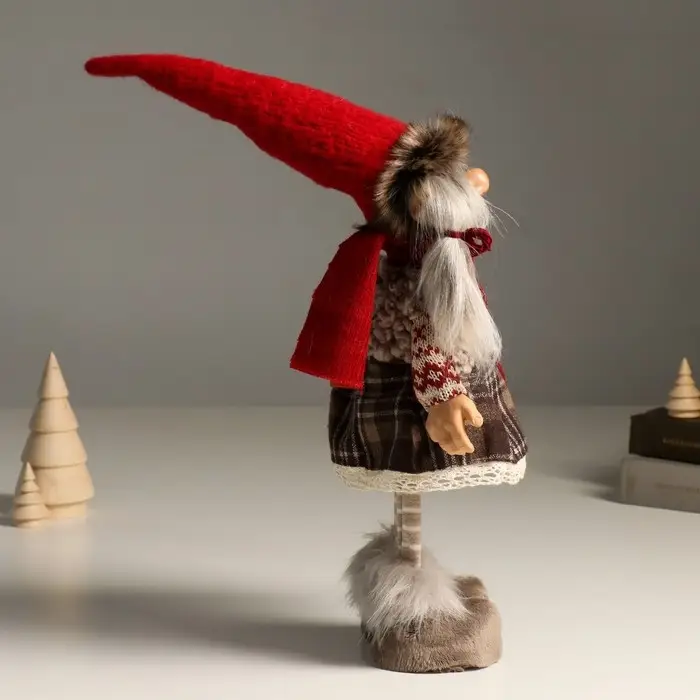 Кукла интерьерная Кукла интерьерная "Бабка Ёжка в вязанном свитере и серой юбке, в колпаке" 46 см