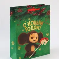 Пакет подарочный «С Новым годом», Чебурашка,  L 31 × 40 × 11,5 см