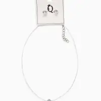 Гарнитур 2 предмета: кулон, серьги &laquo;На леске&raquo;, капелька, белые в серебре, 30 см