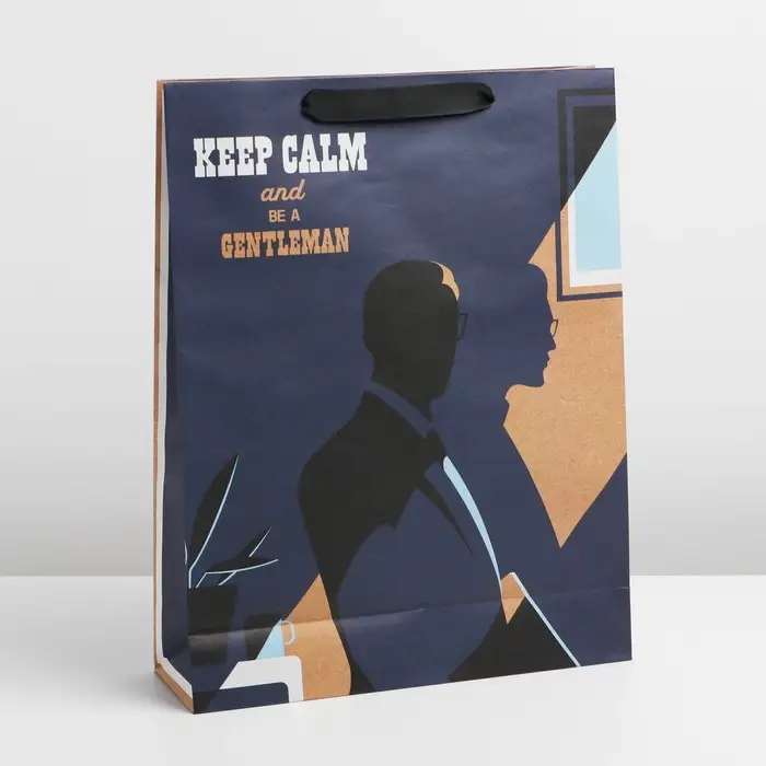 Пакет подарочный крафтовый, упаковка, &laquo;Keep calm&raquo;, L 31 х 40 х 11.5 см