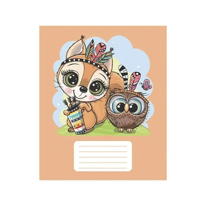 Тетрадь 12 листов в частую косую линию Calligrata "Животное племя", обложка мелованный картон, ВД-лак, блок офсет, белизна 95%, МИКС