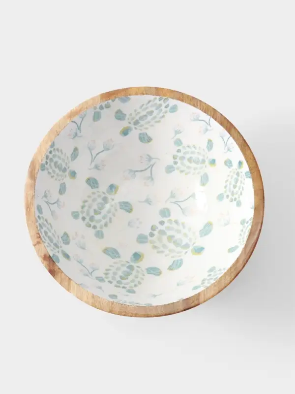 Салатник &laquo;Черепаха и цветы&raquo;, 25&times;25&times;10 см, дерево манго