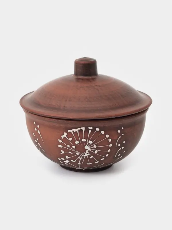 Кокотница &laquo;Одуванчик&raquo;, 700 мл, 15&times;15&times;14 см, красная глина