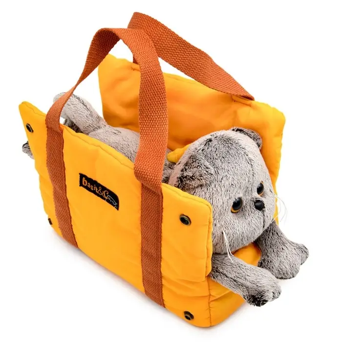 Мягкая игрушка "Кот Басик в сумке-переноске" (лежачий), 25 см Kl25-001