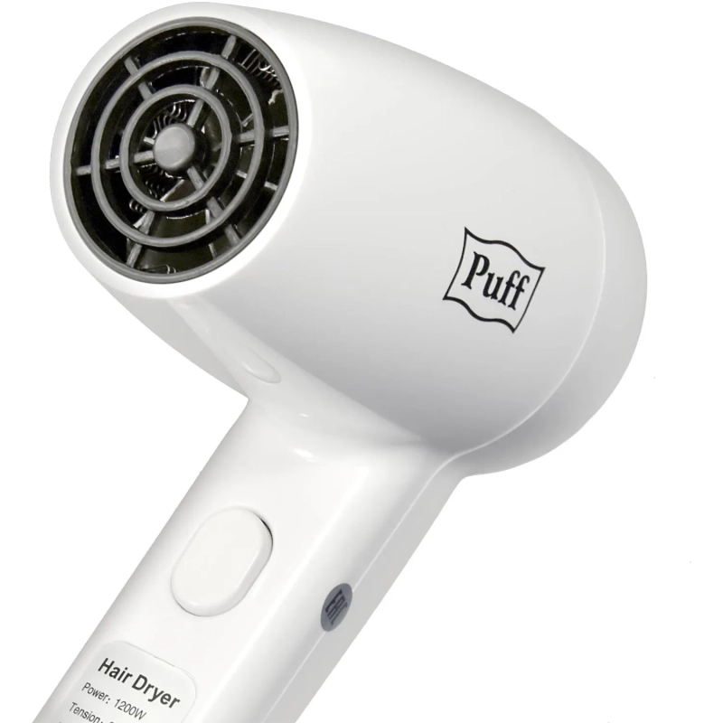 Фен Puff-1200B, белый, 1,2 кВт, с доп. розеткой