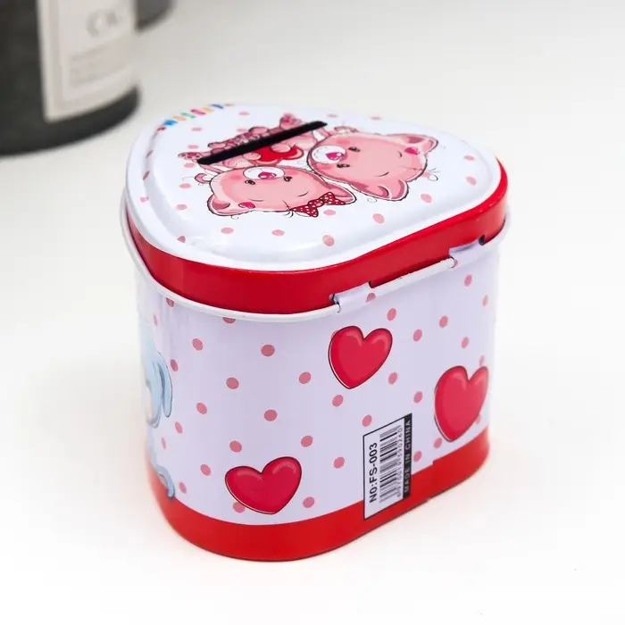 Копилка металл Копилка металл "Зверята" с замком и ключами МИКС 6х7,5х7 см