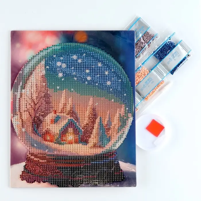 Алмазная мозаика на новый год с частичным заполнением для детей &laquo;Снежный шар&raquo;, 20&times;25 см, набор для творчества