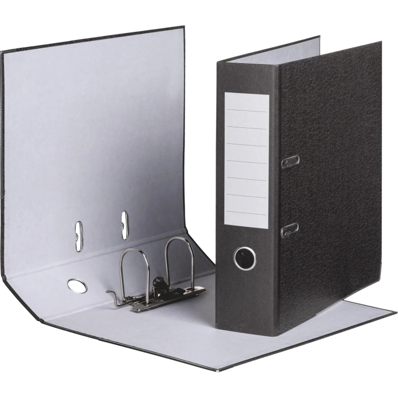 Папка-регистратор мрамор ,80 мм Элементари , мет уголк.,бум./бум.,черн