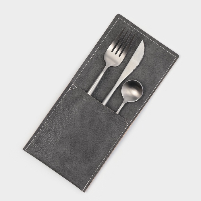 Конверт для столовых приборов Magistro, экокожа, 23,5×10,8 см, серый Конверт для столовых приборов Magistro, экокожа, 23,5×10,8 см, серый