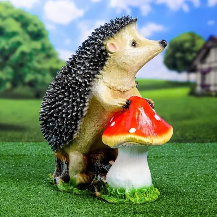 Садовая фигура из полистоуна &laquo;Ёж с грибом&raquo;, 38&times;22&times;38 см
