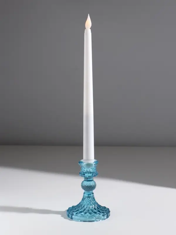 Стеклянный подсвечник на 1 свечу &laquo;Женева&raquo;, d=2.2 см, синий, 10.5&times;7.7&times;7.7 см