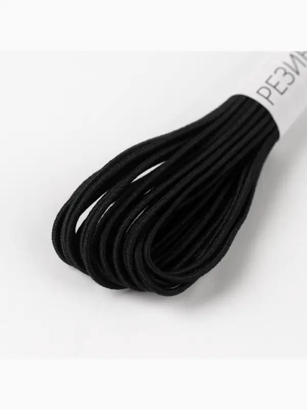 Резинка шляпная, 1 мм, 10±0.5 м, чёрная Резинка шляпная, 1 мм, 10±0.5 м, чёрная