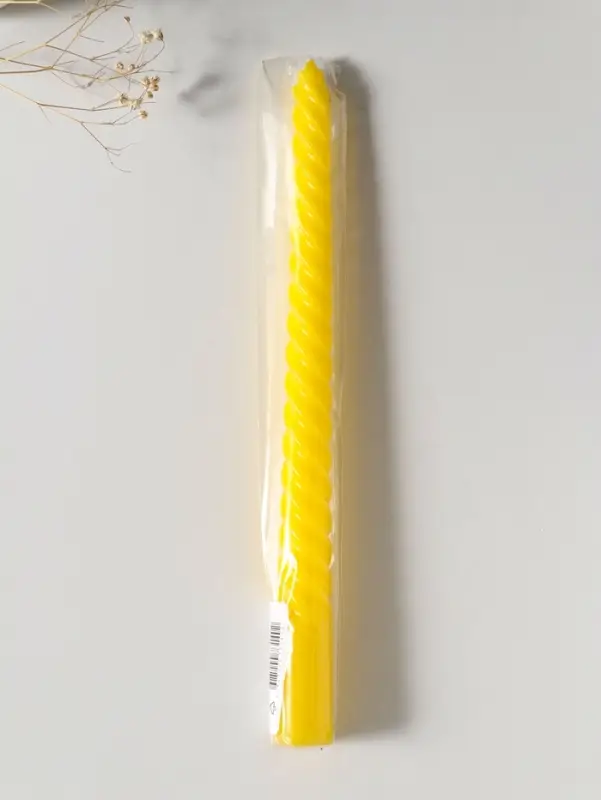 Свеча витая 25 см, 57 г, 5 ч, жёлтый