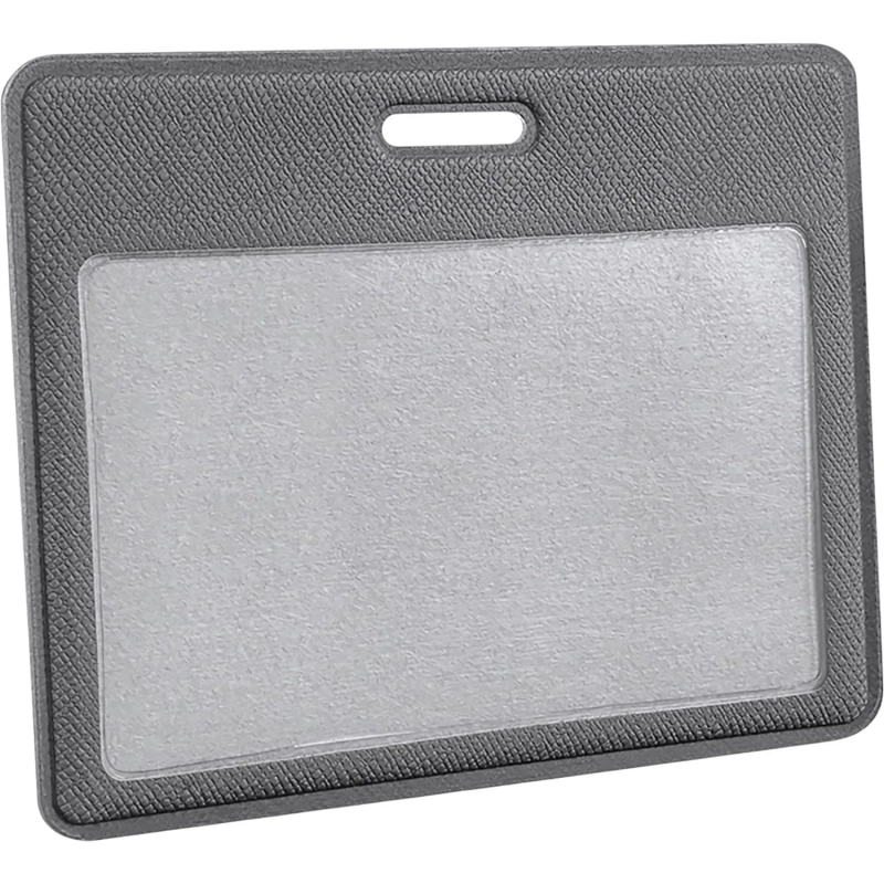 Бейдж горизонтальный для карты, внутр. разм 90x60мм Экокожа графит EK-1H-1