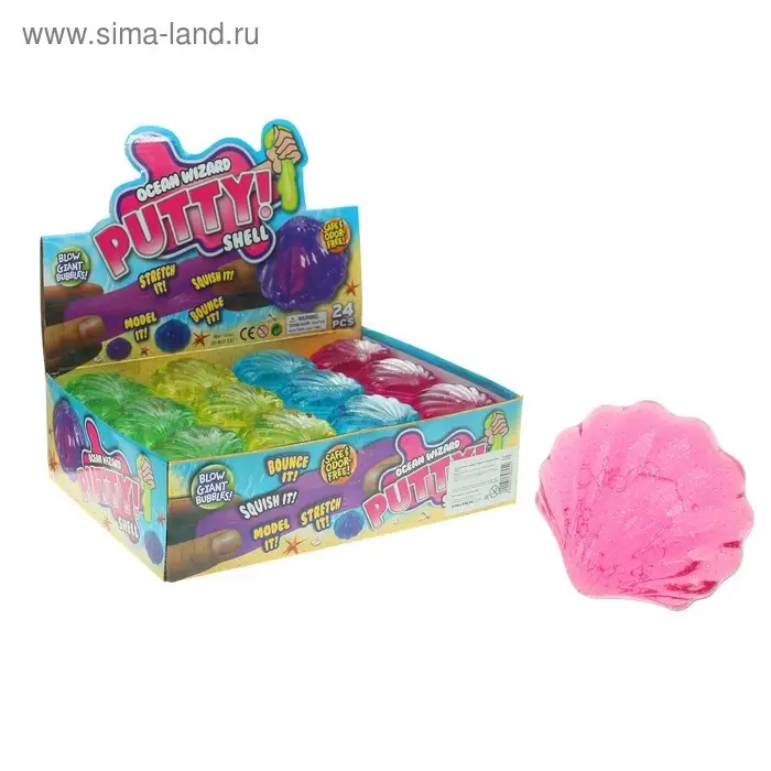 Лизун «Ракушка», твёрдый, с блестками, цвета МИКС Лизун «Ракушка», твёрдый, с блестками, цвета МИКС