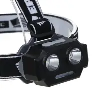 Фонарь налобный тм ЕРМАК, 2 P30 LED +3 SMD, 5 режимов, 1200мАч, 7,2х4,8х4см, USB кабель, пластик