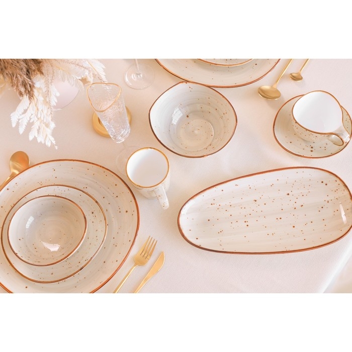 Блюдо фарфоровое овальное Magistro Mediterana, 33,5×17см, цвет бежевый Блюдо фарфоровое овальное Magistro Mediterana, 33,5×17см, цвет бежевый