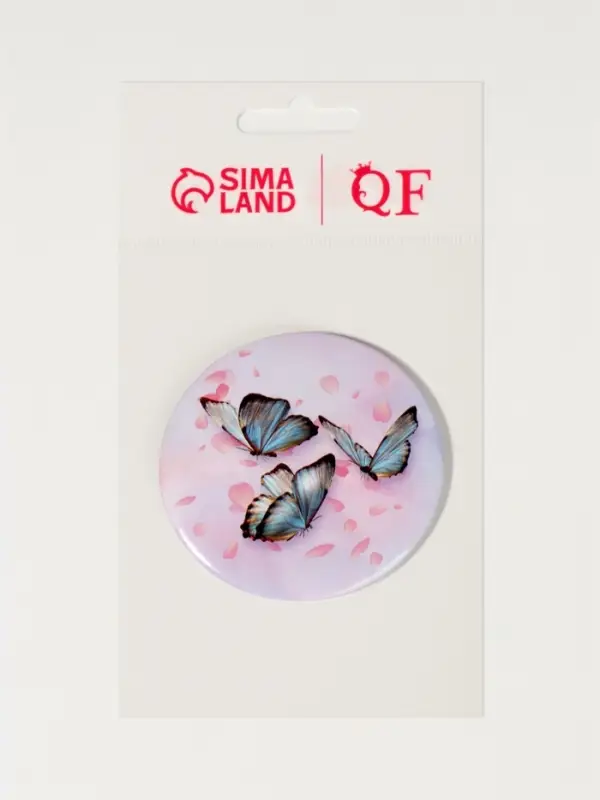 Зеркало карманное «Бабочки», d=7 см, МИКС