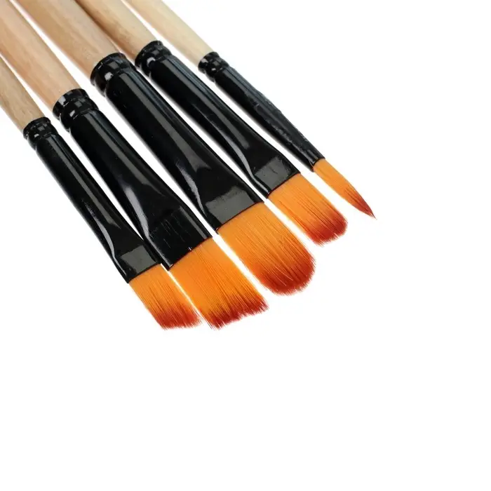 Набор кистей для рисования, нейлон, 5 штук: круглая, плоские, международный размер