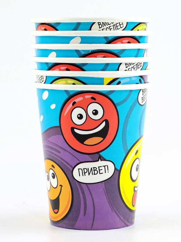 Набор бумажной посуды одноразовый Набор бумажной посуды одноразовый "Смайл" 6 тарелок, 6 стаканов