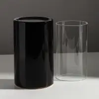 Подсвечник на 1 свечу &laquo;Хром&raquo;, керамика, стекло, d=7.5 см, чёрный, 9.2&times;9.2&times;29.5 см