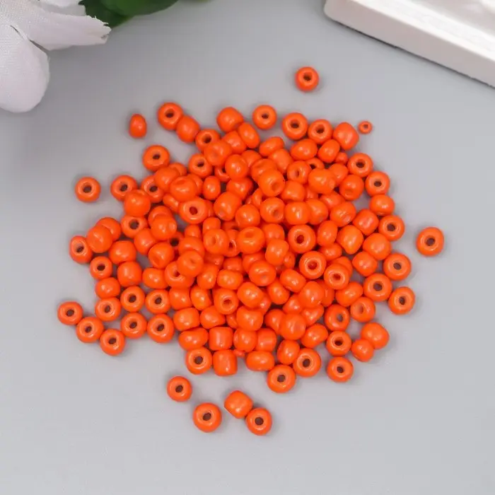 Бисер круглый 6/0  Бисер круглый 6/0 "Оранжевый неон" 20 гр