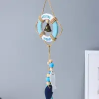 Сувенир интерьерный дерево "Спасательный круг с колоколом и рыбками" 2х10,8х35 см