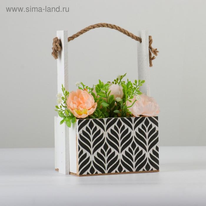 Кашпо деревянное, 15×12×8.5(25) см  Кашпо деревянное, 15×12×8.5(25) см "Пауль и Любовь. Орнамент №1", с принтом