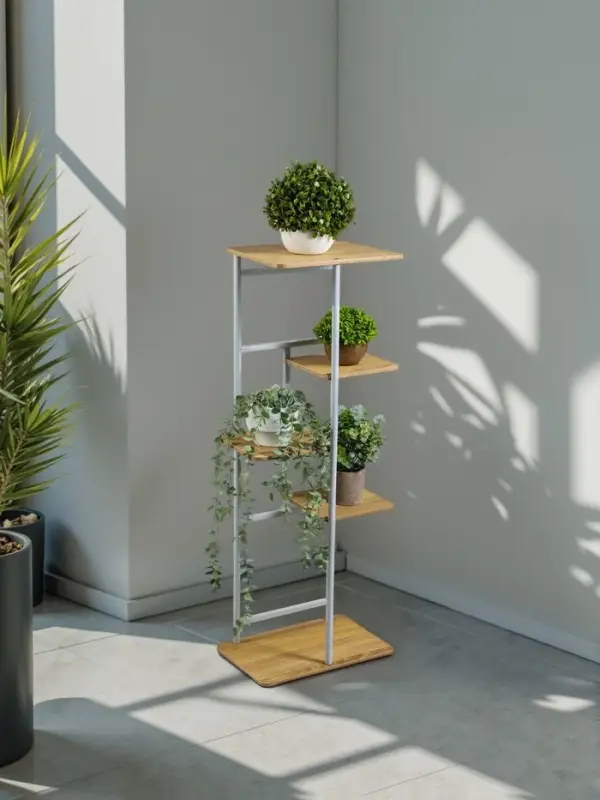 Подставка для цветов Greengo, 5 полок, 36&times;23&times;94 см, напольная, каркас металл, полки МДФ, белая